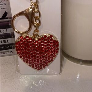 Red Crystal Heart purse/bag charm Keychain